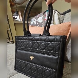 Elegant Black Quilted Tote Bag